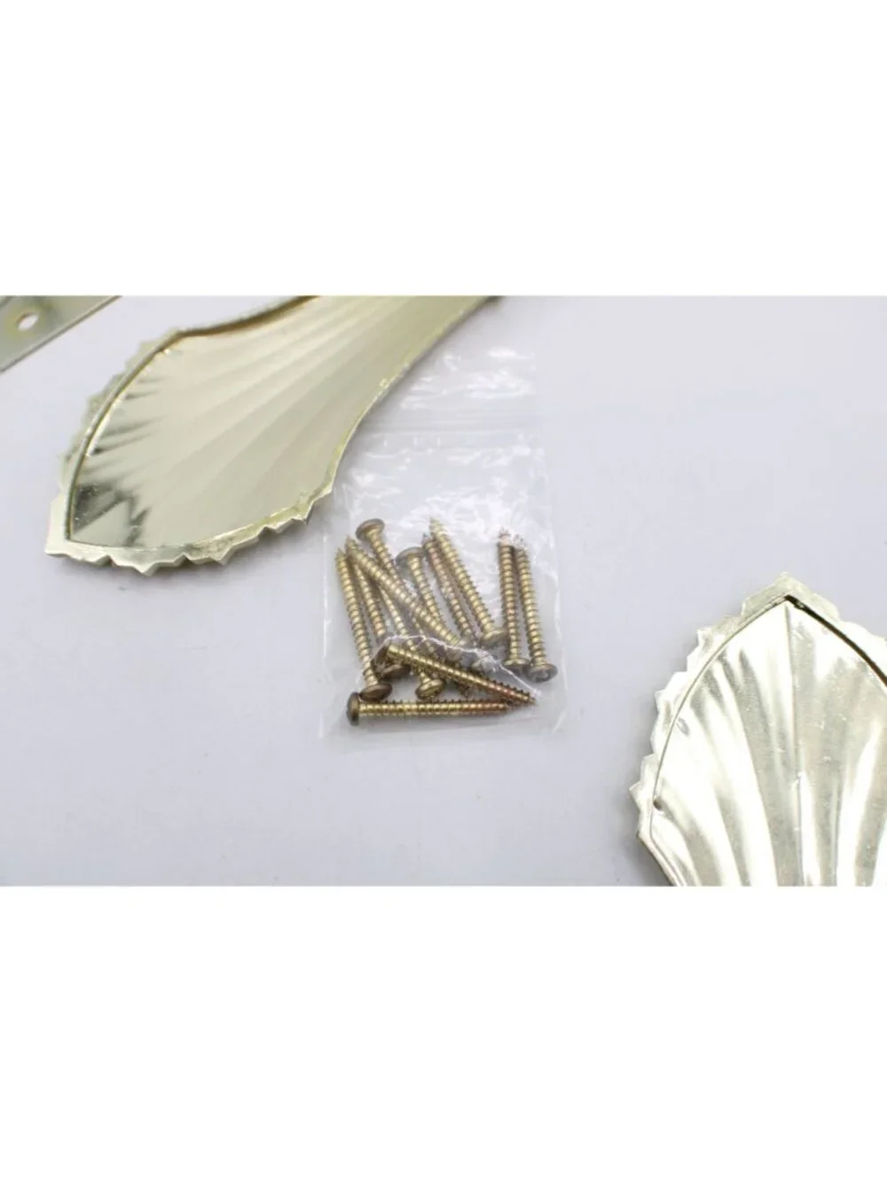Set 6 Gold Shell Curtain Tiebacks Drapery Holdbacks Adjustable w/ Hardware Vtg